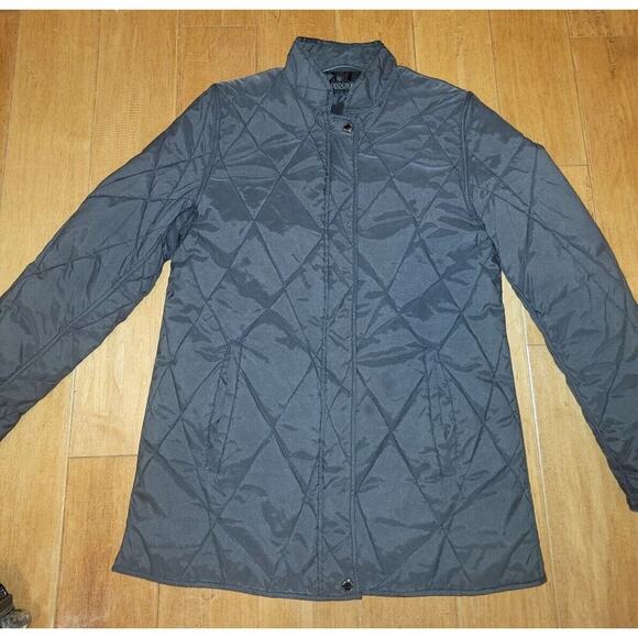 London Fog Manhattan Quilted Coat Jacket Grey Size M Full Zip Button Up - Picture 1 of 5